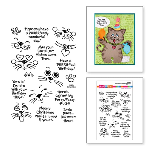 Spellbinders Kitty Faces and Sentiments Clear Stamp Set from The Stampendous Hugs Collection, ONE - Image 2