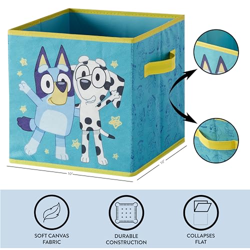 Image of Bluey Set of 2 Collapsible Storage Cubes,10 inchx10 inchx10 inch Fabric Bins for Kids, Spacious Foldable Toy Organizer Boxes for Bedroom, Playroom, or Closet