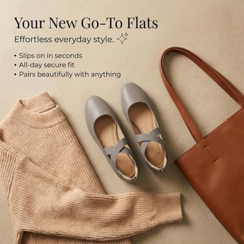 Image of EMMA NEW YORK Ankle Strap Flats for Women, Women Flat Ballerina Shoes, Women's Ballet Flats with Strap