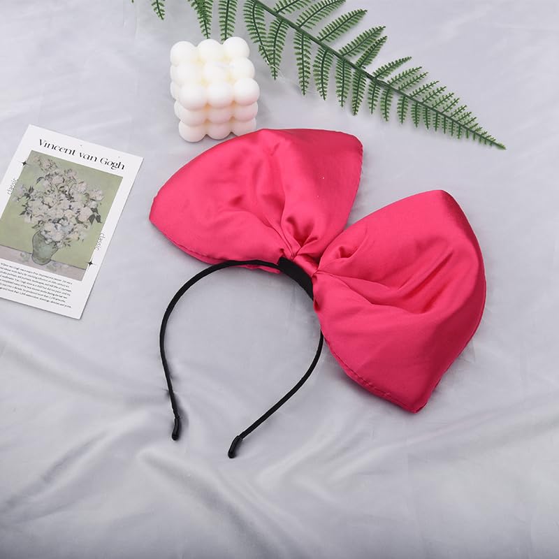 Huge Bow Knot Headband Pink Bowknot Headband for Christmas Hair Bands for Women Halloween Cosplay Accessories for Women Halloween Costumes for Party Knot Bow Headbands for Women's Hair - Image 2