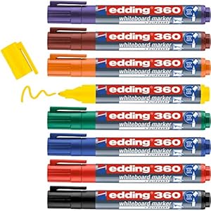 edding 360 whiteboardmarker set – diverse kleuren – 8 whiteboardstiften – ronde punt 1,5 – 3 mm – boardmarker uitwisbaar…