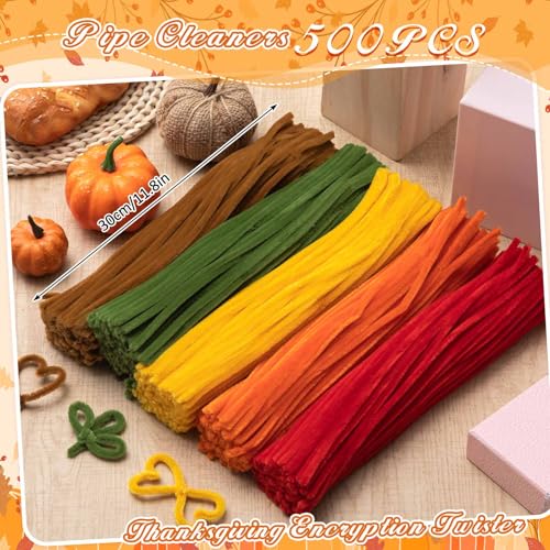 Image of Peryiter 500 Pcs Pipe Cleaners for DIY Flower Bouquets, Chenille Stems for Graduation Bouquet Crafts, Fuzzy Sticks for Handmade Flowers, DIY Gift, Art Projects(Fall Color,12 Inch)