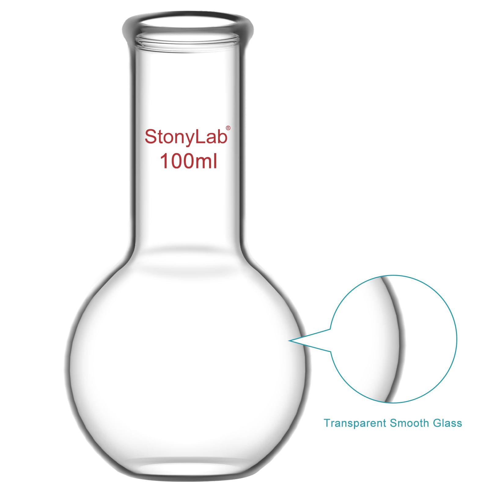 stonylab Pallone di Ebollizione a Fondo Piatto con Collo Singolo Borosilicato in Vetro, con Giunto Esterno Conico Standard 24/40, Matracci da laboratorio Palloni per Ebollizione Boiling Flask, 3000ml