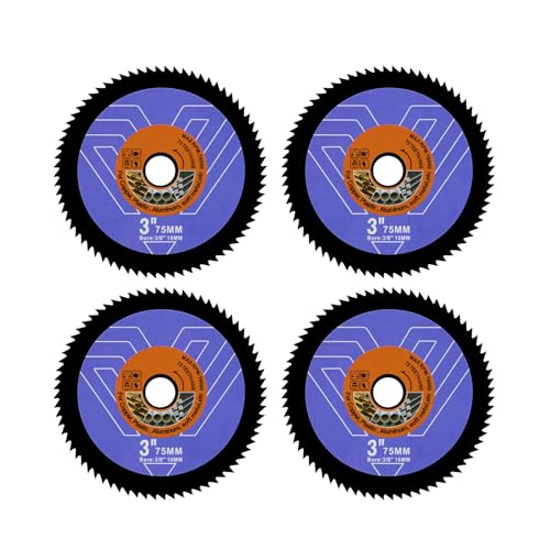 Image of 3-Inch HSS Circular Saw Blade Set - 4-Piece Cutting Discs for Soft Metal Copper Aluminium Wood Plastic - Compatible with Angle Grinders and Circular Saws with a 3 /8 inch (10mm) Arbor