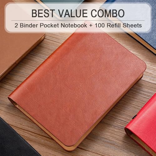 Notebook A6 de cuero con recambios pack de 2 diarios ejecutivos marrón 5