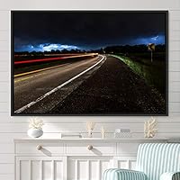 Framed Canvas Wall Art Light Exposure Colorful Industrial Lights Multicolor Neon Photography Places Portrait Realism - 16x24 inches