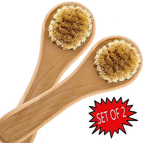Face Cleansing & Exfoliating Brush - Pack of 2 Facial Scrub Cleanser Brushes - Also Great for Dry Brushing Décolletage, Hands & Feet - Satisfaction Guarantee