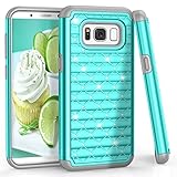TILL S8 Case, Galaxy S8 Case for Girls Women, TILL Studded Rhinestone Crystal Bling Shock Absorbing Hybrid Defender Rugged Slim Case Cover for Samsung Galaxy S8 S VIII [Turquoise]