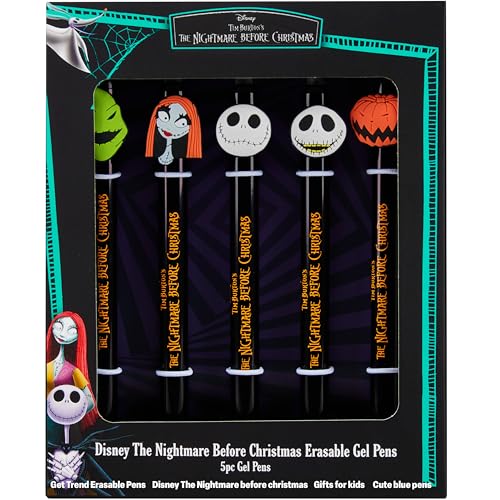 Get Trend Disney The Nightmare Before Christmas Boligrafos Borrable Set de 5 Bolígrafo Gel con Tinta Azul Ideal para Material Escolar y Papeleria (TNBC)