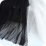59 inches Width Polka Dot Mesh Bridal Wedding Lace Fabric by The Yard (Black)