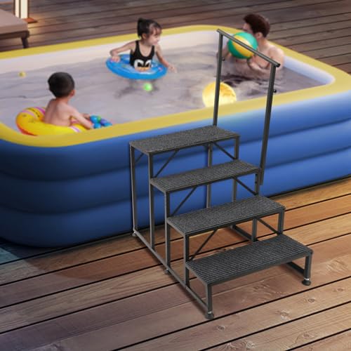 Escalera de 4 peldaños con pasamanos para piscina miniatura 3