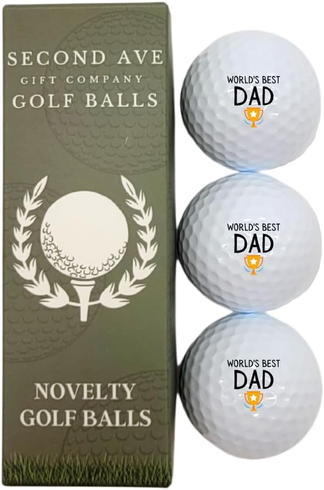 Second Ave Lot de 3 balles de golf avec inscription « World's Best Dad »
