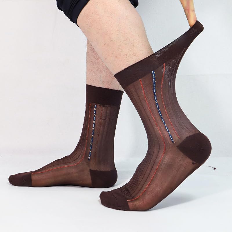 Ximimark 5 Pairs of Ultra Soft & Breathable Men's Solid Colour Mesh Crew Socks - Comfy Casual Socks for Spring & Summer - Elastic, Thin, and Comfortable Footwear for Everyday Wear3