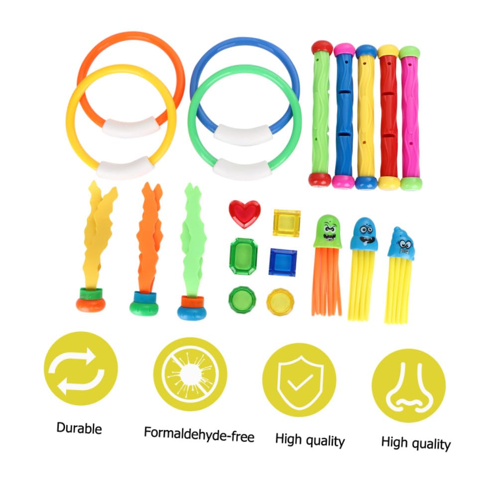 21 pièces Jeu de Plongée Garçon Fille Jouets Piscine Bâtons Anneaux Algues Gemmes Couleurs Aléatoires pour Débutants Couleur Aléatoire Couleur Aléatoire