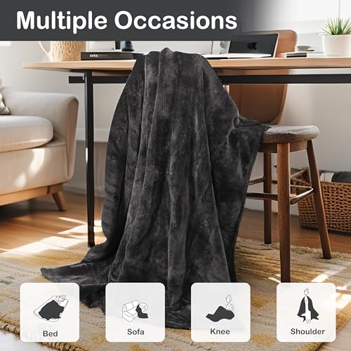 Electric Heated Blanket Full Size 72"x84", Large Oversized, 5 Heating Levels & 10 Hours Auto Off, Cozy for Bed, Sofa & Office, Machine Washable, Dark Gray