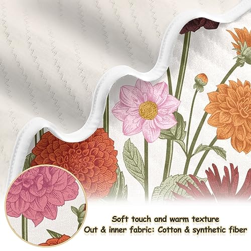 Image of Swaddle Blanket for Vintage Floral Dahlia Baby Receiving Blanket Muslin Baby Swaddles Soft Cotton Breathable Nursery Blankets for Unisex Boys and Girls 30x40 Inch