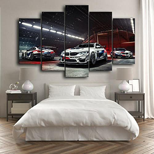 Tableau multi panneau 5 pieces cadeau voiture de course M4 GT pour passionne