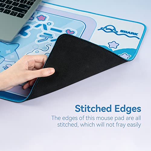 GeekShare-Cute-Shark-Party-Mouse-Pad-Large-Non-Slip-Rubber-Base-Desk-Mat-for-Keyboard-and-Mouse-Perfect-for-Gaming-Writing-or-Home-Office-Work