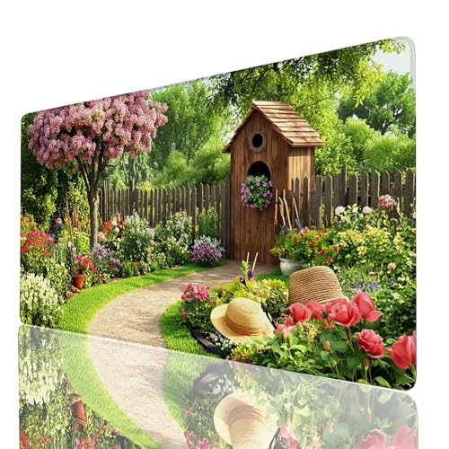 Alfombrilla Ratón xxl 140x60x0.3cm Planta Alfombrilla Escritorio Grande, Mousepad Jardín con Bordes Cosidos, Desk Pad Impermeable y Antideslizante para Oficio Mesa Gaming Protector Escritorio GYL-2820