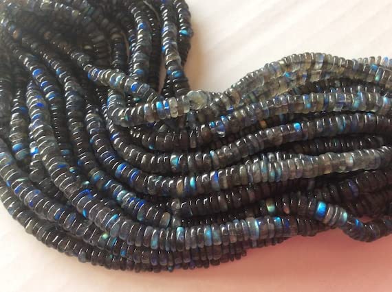 Labradorite smooth hishi beads 5mm pour réparer et personnaliser un collier