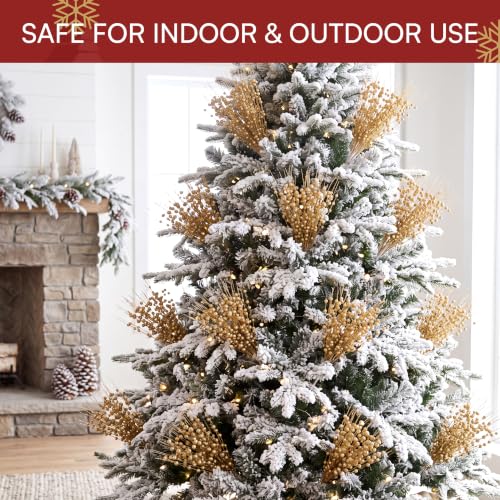 Joiedomi 24 Stück Weihnachtsbaum Beerenstiel (Champagner), dekorative Perlenstäbe, glitzernde Zweige für Weihnachtsbaum, kleine Vase… – Ansicht 3
