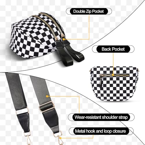 Image of Checkered Crossbody Bag, Bum Bags for Women Crossbody,Spacious Sling Bag Purse Fanny Packs with Shoulder Strap