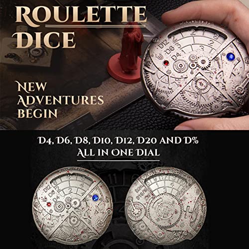 7-In-1 Roulette Dice Dnd Dice Dungeons And Dragons Metal Hollow Role Playing Dice D4, D6, D8, D10, D12, D20 And D% With Gift Box For Shadowrun, Pathfinder, Savage World, Warhammer And Rpg Dice Games #TOP2