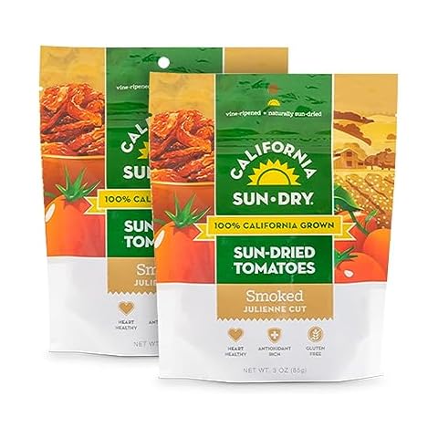 Sun-Dried Tomatoes, 3oz Bag (Pack of 2) Smoked, Dry Julienne Cut, Ready to Eat, by CALIFORNIA SUN DRY | Gluten-Free and Antioxidant Rich Cover