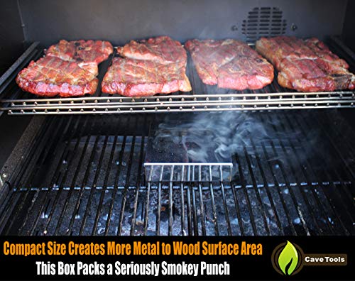 Smoker Box for BBQ Grill Wood Chips - 25% Thicker Stainless Steel Won\'t WARP - Compact Size for Charcoal & Gas Barbecue Meat Smoking with Hinged Lid - Best Grilling Accessories Gift Idea for Dad