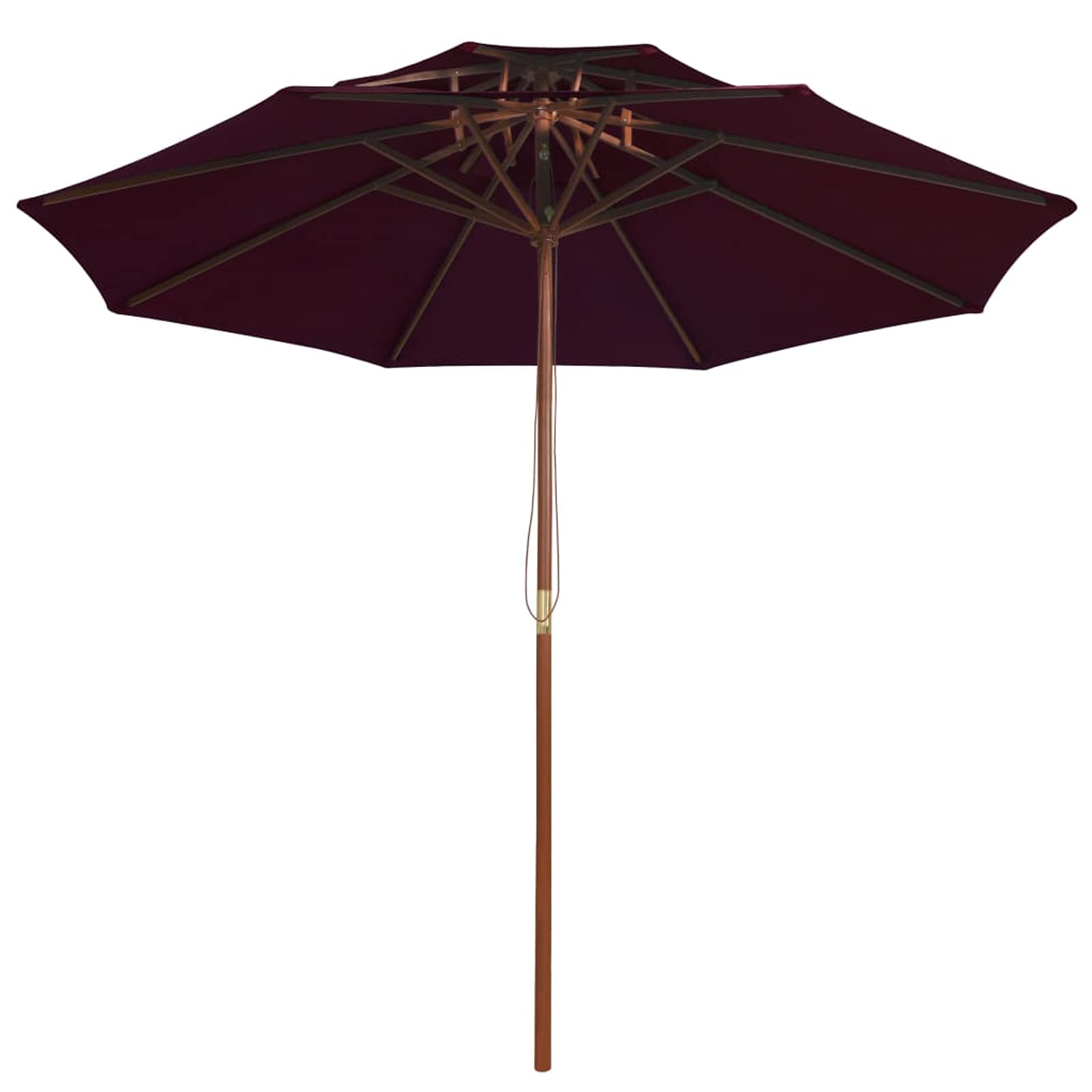 Homgoday Sombrilla de Dos Pisos Palo de Madera Burdeos 270 cmSombrilla de Jardín, Protección UV Sombrilla Jardín Grande Orientable Jardín Parasol Balcón