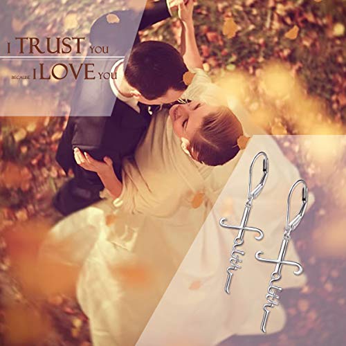 925 Sterling Silver Infinity Love of God Simple Dainty Faith Cross Dangle Earrings Religious Gift for Women3