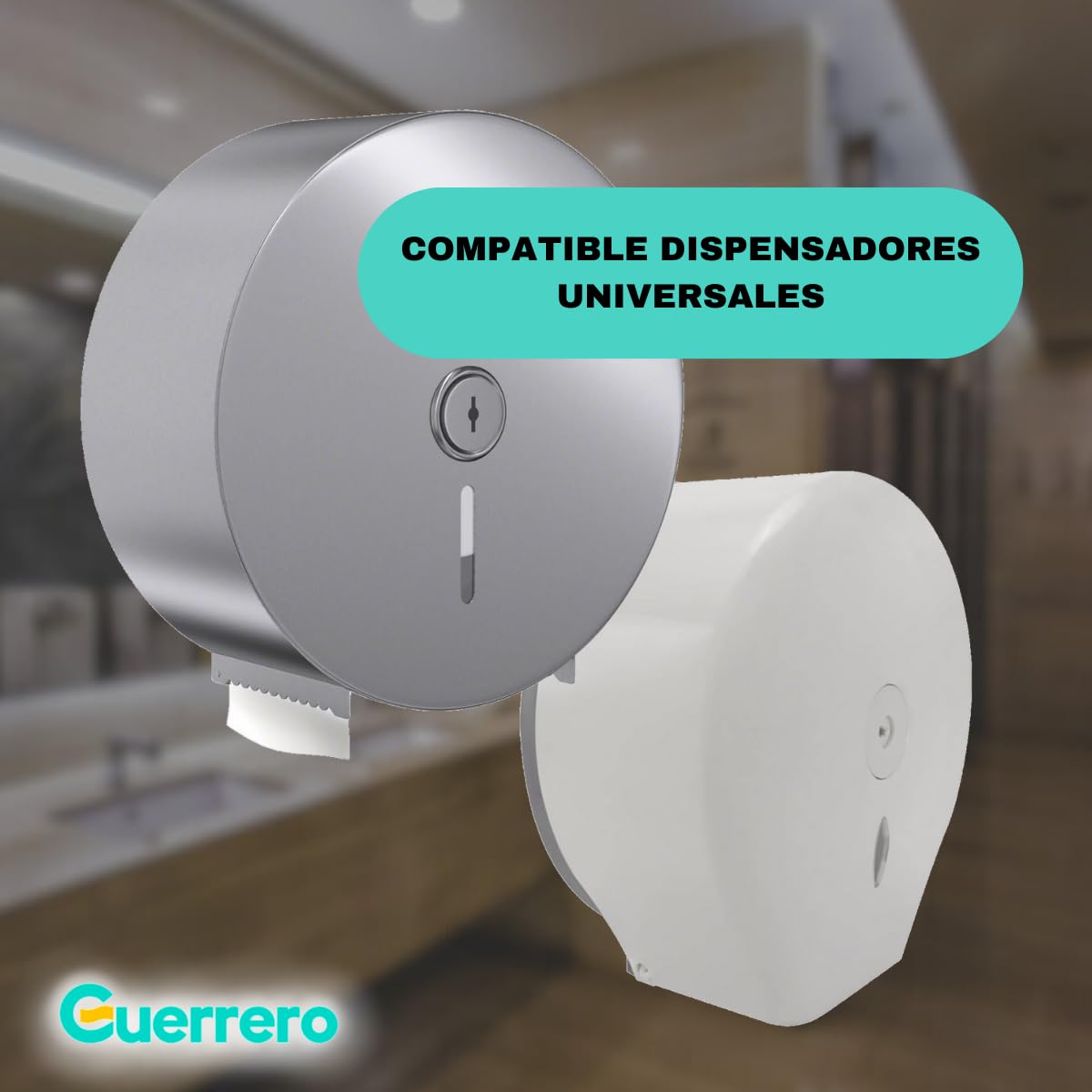 Papel Higiénico Industrial Pasta Laminado - 18 Rollos de Papel WC Laminado 2 Capas - Papel de Baño con 390 servicios y 120m por Rollo