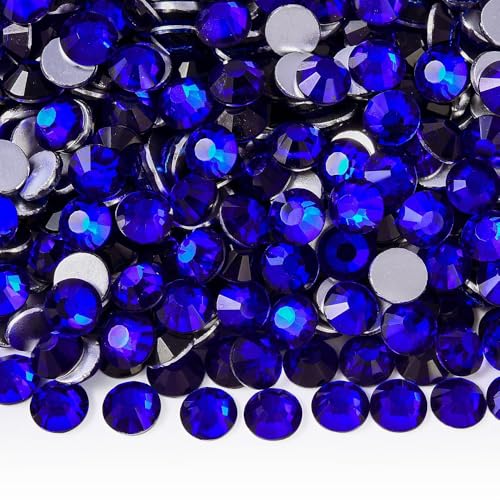 Image of 1440pcs Flat Back Crystal Rhinestones for Nail Art Crafts Bedazzling Kit Diamonds Set Clear Rhinestones for Clothes 0.14 inch 3.8mm SS16 Cobalt Blue