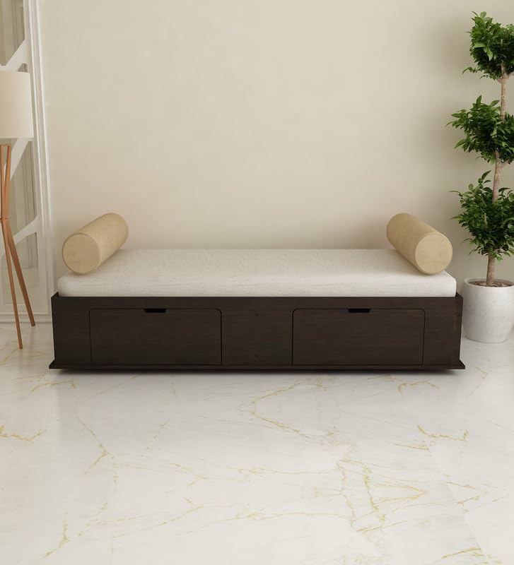 Cyprus Multipurpose Diwan Single Bed with Storage Engineered Wood Single Box Bed Dark Wenge Finish Knock Down