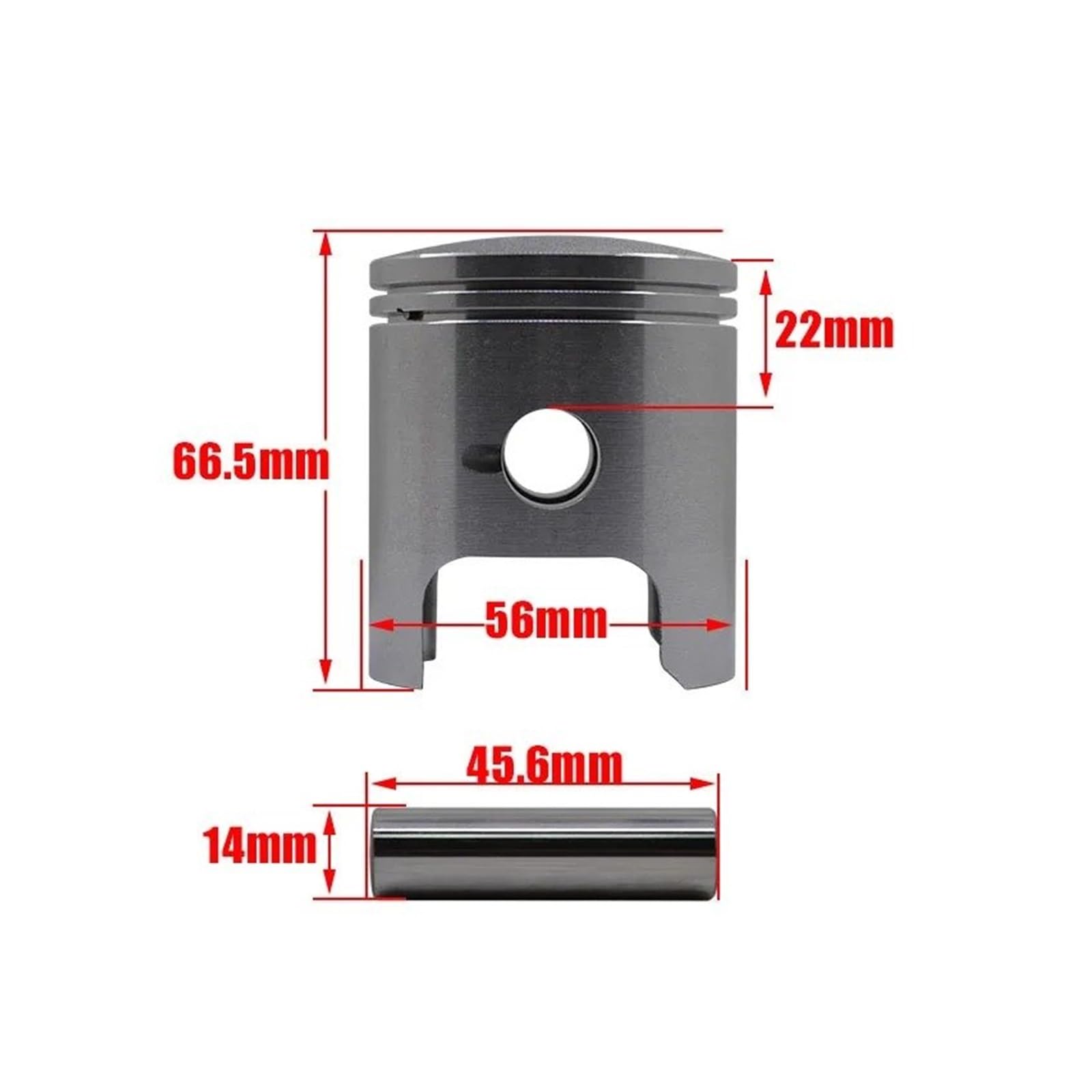 Cilindro Pistone Kit 50 56mm Diametro 14mm Perno 2 Tempi Kit Pistone Motore Moto Per Suzuki TS125 125cc TS 125 Per STD +(Piston Kit(56.5mm))