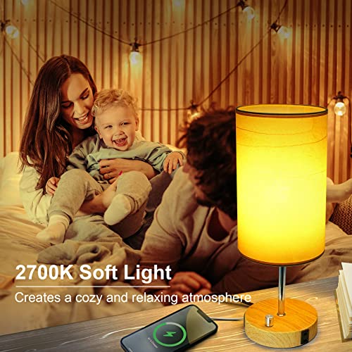 Ltblight 15.75'' Bedside Lamps With 2 Usb Charging Ports + Ac Outlet, Dimmable Desk Table Lamp For Bedroom Living Room Office, Small Nightstand Light With Retro Parchment Shade (E26 800Lm Led Bulb) #TOP6
