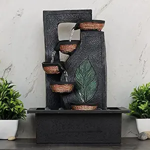 Global Grabbers Polyresin Table Top Indoor Outdoor Water Fall Fountain with LED Lights Home Decor Decoration Gift Gifting Items-GRE_COP-SF31-(6)