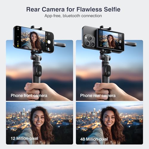 Image of 4K 60fps Vlog Selfie Monitor Screen, Magnetic Phone Vlog Selfie Monitor Screen with Bluetooth Remote, Back Camera Monitor for Live Stream TikTok, Compatible with iPhone Android - Dark Navy