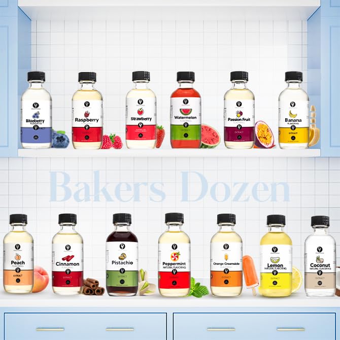 Dolce Flav Baker's Flavoring Oils, 2 Oz Bottles, Pack of 13