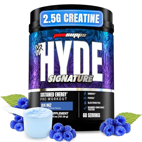 Image of ProSupps Mr. Hyde Signature V2, Pre Workout Powder with Creatine, Beta Alanine & Caffeine - Performance, Energy & Hydration - Clean Fitness & Gym Supplements for Men & Women (Blue Razz, 60 Servings)