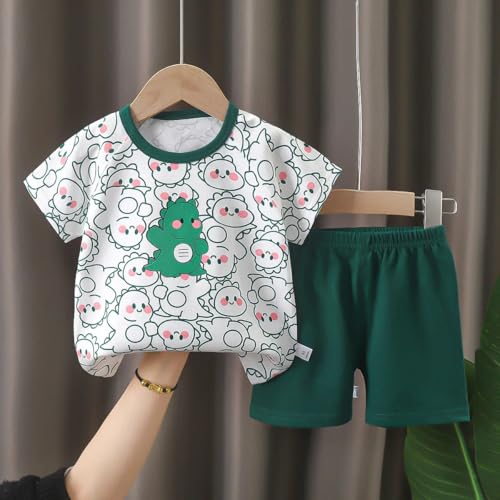 Image of Bold N Elegant Kids Cartoon Stripe Print Cotton Cute Half Sleeve T-shirt and Shorts Clothing Set for Infant Toddler Baby Boy Girl