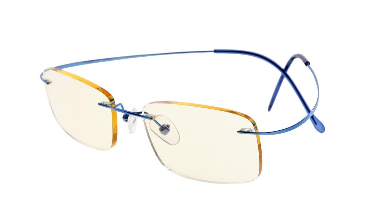 Eyekepper Titanium Rimless Orange Tinted Lenses Computer Reading Glasses Readers Men Women