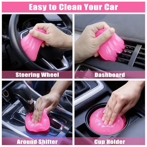 Windshield Cleaner Tool, 17Pcs Car Interior Detailing Kit, Detailing Brush, Towels, Duster, Car Cleaning Kit Interior for RVs, Truck, Trailer (Pink) - Image 5