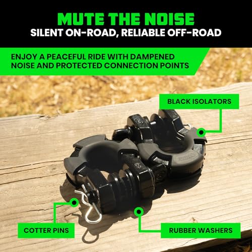 Image of Rhino USA Super D Ring Shackles (2-Pack) - 70,548lb Break Strength - Heavy Duty 3 /4 inch Clevis Shackle with 7 /8 Pin for Towing & Off-Road Use - Pairs with Tow Strap for Vehicle Recovery (Black)