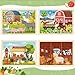 4-in-1 Farm Wooden Puzzles for Kids Ages 4-6, 24 PCS Wooden Jigsaw Puzzles for Toddlers Ages 2-4, Preschool Educational Puzzles Boards Toys Gifts for 3 4 5 6 Boys Girls