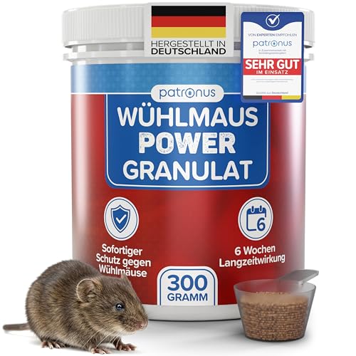 Wühlmaus Power Granulat 300 g - Wühlmäuse effektiv vertreiben mit Sofort- und Langzeitwirkung - Wühlmausgift-Alternative als Abwehr-Mittel gegen Wühlmäuse - aus deutscher Produktion
