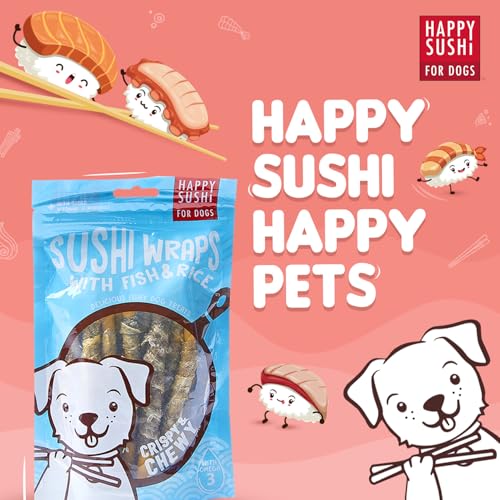 Image of Happy Sushi For Dogs Imaginelles Happy Sushi Wraps Fish For Dogs Nutritious And Tasty Dog Treats 12Pcs 132G, All Life Stages, Stick