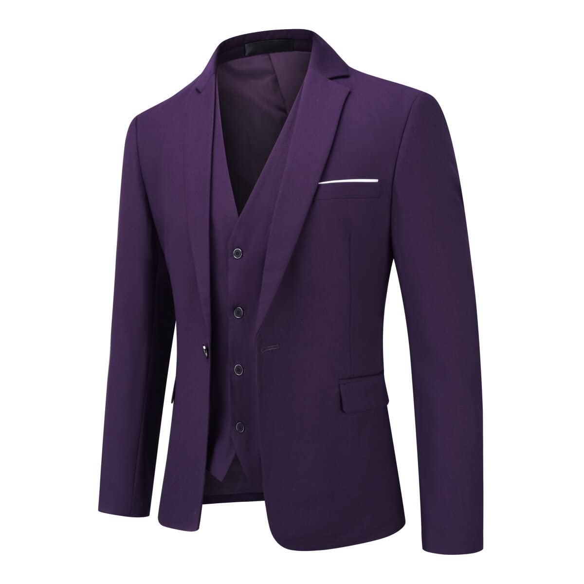 Allthemen Abito da Uomo 3 Pezzi Slim Fit Completo Formale da Matrimonio Un Bottone Giacca Gilet Pantaloni