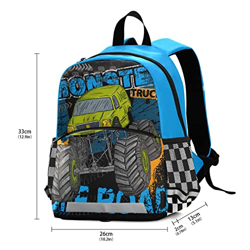 Monster Truck Backpack for Boys, Preschool Kids Bag with Safety Leash & Reflective Strips, Cute Toddler Backpack Ages 2–63