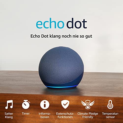Echo Dot (5. Gen., 2022) | Smarter WLAN- und Bluetooth-Lautsprecher mit Alexa und gigantischem, sattem Klang | Tiefseeblau